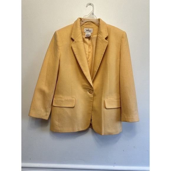 Vintage Worthington Peach 100% Wool Blazer Women's 12 Satin Lined 1 Front Button - Picture 1 of 11